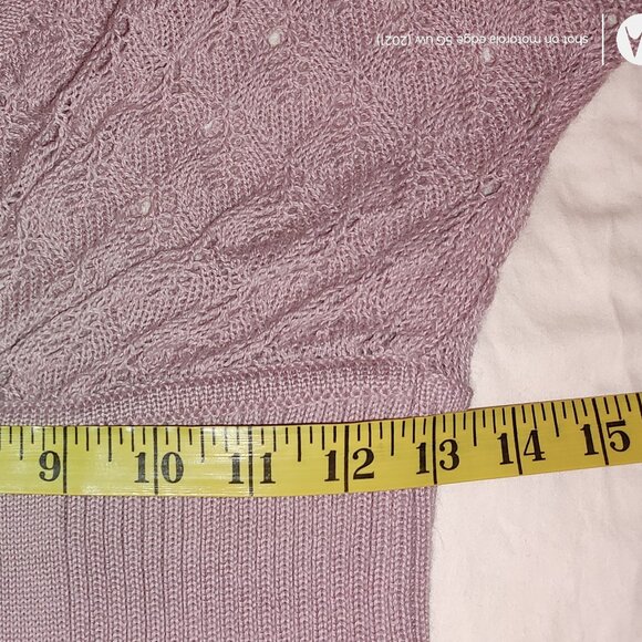 CATHERINE MALANDRINO KNIT TANK LACEY/SOLID MIXED MEDIA ALPACA DUSTY ROSE MEDIUM - Picture 7 of 9